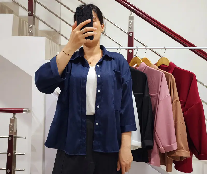Baju Kemeja Oversize Sakila Atasan Wanita Hijab Muslimah Casual Shakila,Top,Dewasa Cod 5