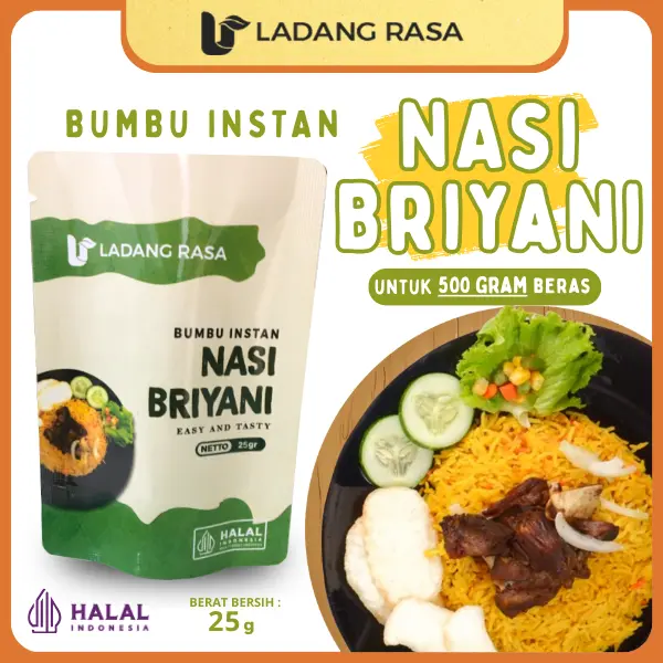 Bumbu Nasi Briyani Instan Rempah Otentik by Ladang Rasa 25gram untuk 500gr Beras