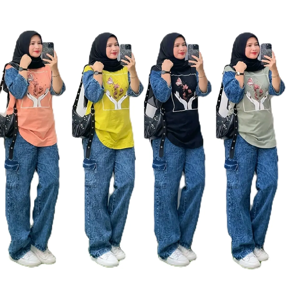 SETCEL  cargo jeans mis combed wanita kekinian,ld 110-120 cm