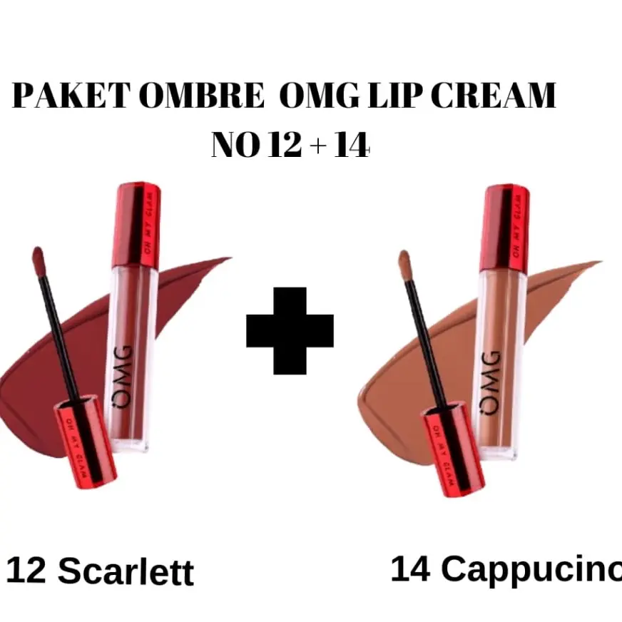 OMBRE OMG LIPCREAM NO 14 CAPPUCINO & NO 12 SCARLETT Waterproof