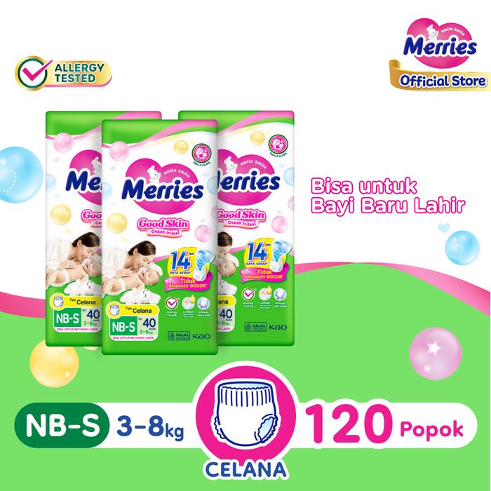 Gambar Merries Good Skin NB-S40 Triplepack - Popok Bayi Celana (3-8)kg dari Merries Indonesia Kab. Bekasi Tokopedia
