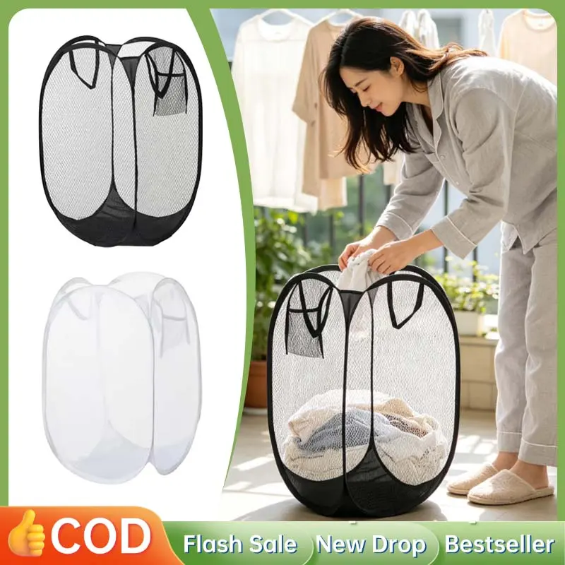 Keranjang Jaring Baju Kotor Keranjang Baju Kotor Lipat Jaring Baju Kotor 30*30cm Polos Keranjang Baju