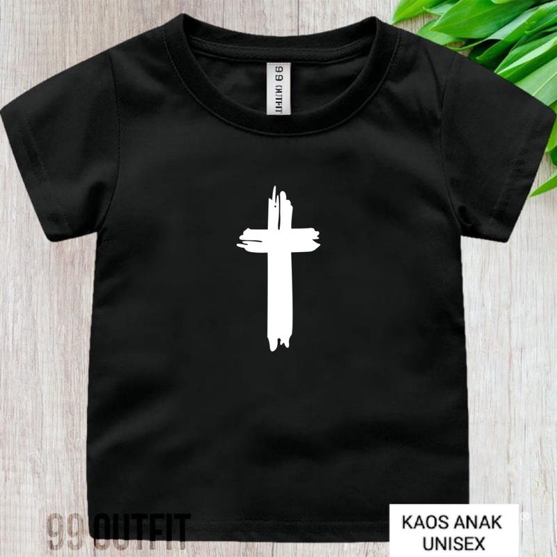 kaos distro anak unisex salib yesus/kaos rohani anak tangan pendek bisa cod 3
