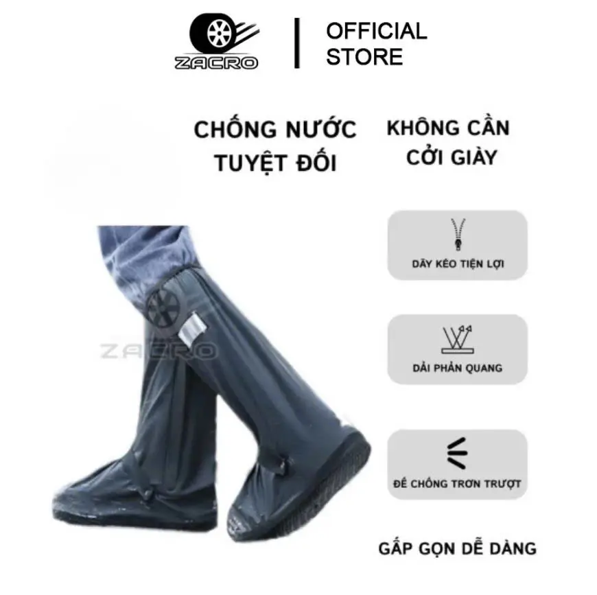 Ủng Đi Mưa Cổ Cao Bọc Giày Đi Mưa Chất Liệu Nhựa PVC 2 Lớp Hàng Cao Cấp zacro - Size M L XL(38,39,40,41,42,43))