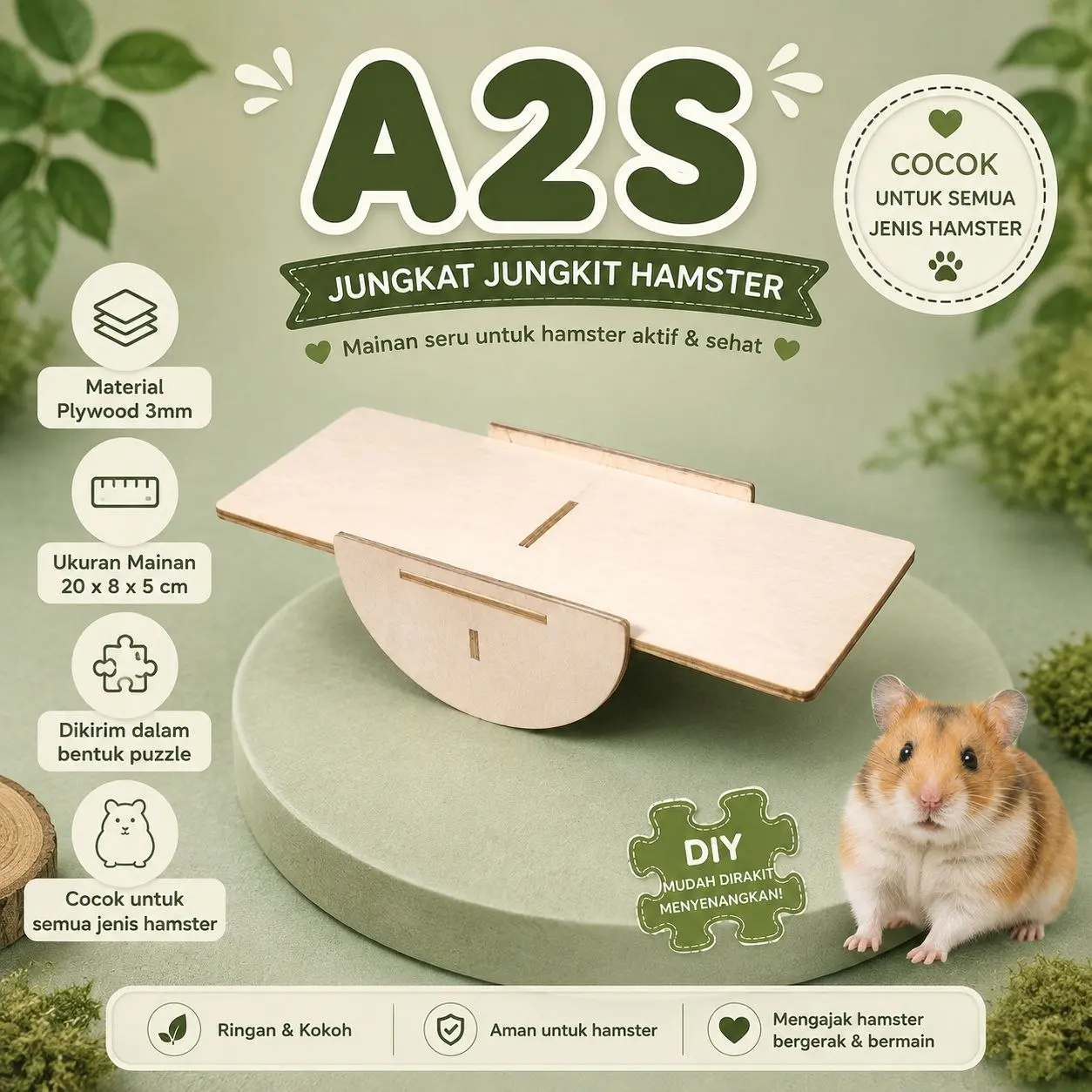 A2s mainan hamster lucu mainan hamster murah jungkat-jungkit hamster Syrian JUMBO