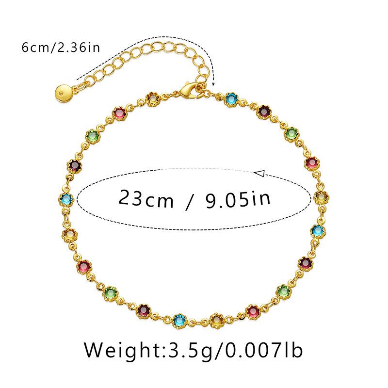 Product Introduction of Octagonal Edge Covered Color Zircon Anklet Ethnic Style Foot Ornaments 1