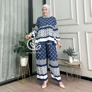 one set amala couple ibu anak rayon batik premium rempel busui setelan atasan bawahan wanita celana kulot panjang adem nyaman tebal