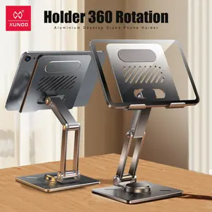 XUNDD Tablet Holder Meja Bisa Diangkat Diturunkan Foldable Dudukan Metal Putar 360 Derajat Biaxial / Desktop Phone Stand Rotary Adjustable / Dudukan Lipat Ganda XDHO-027