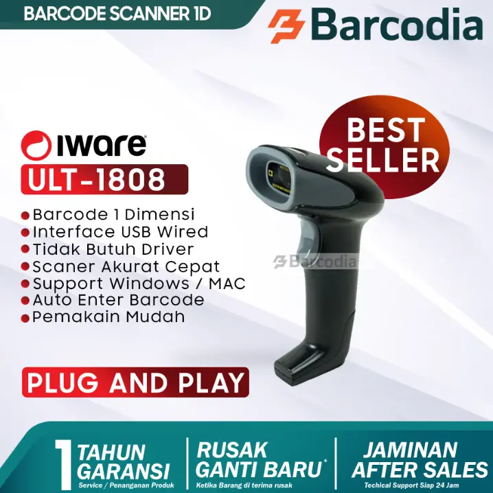 Barcode Scanner 1D -  IWARE 1020M/EP 1020M/EP-1020 (USB) - Scanner Barcode 1D