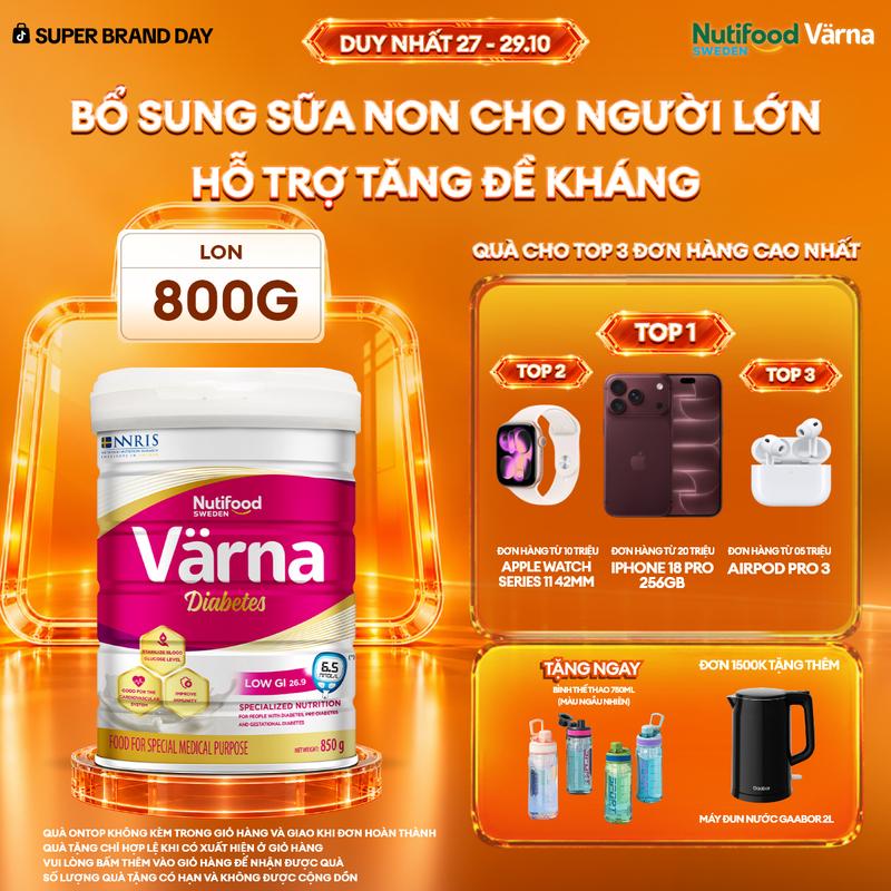 Sữa Bột Varna Diabetes lon 850g - Hỗ trợ ổn định đường huyết