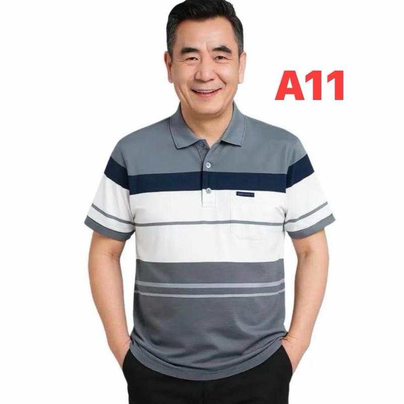 Áo thun nam có cổ trung niên loại cotton xịn áo thun cho người lớn tuổi mua cho ba, tặng chồng Mensswear tay ngắn cộc tay ngắn tay