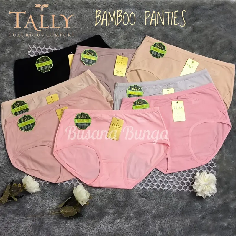 Tally (3pc, 6pc, 12pc) Cd/Celana Dalam Wanita Tally 3082 Bamboo Panties Katun Adem Lembut 1