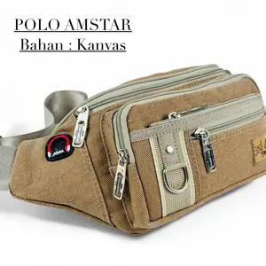 POLO AMSTAR Tas Pria Casual Tas Pinggang Waist Bag Selempang Bahu Kanvas