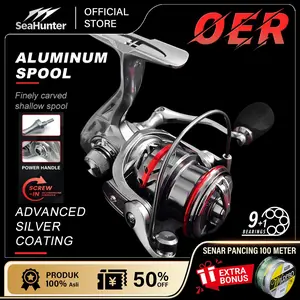 [Diperbarui Baru] OFFICIAL SeaHunter OER 1500/2500/3500 Power Handle Reel Pancing,Gulungan Pancing Putar Ultra Light Lemparan Panjang, Spool Dangkal Aluminium 9+1BB (Tarik Maksimal 12kg) Alat Roda reel pancing Laut Ikan spinning bunyi zing #SEASIR