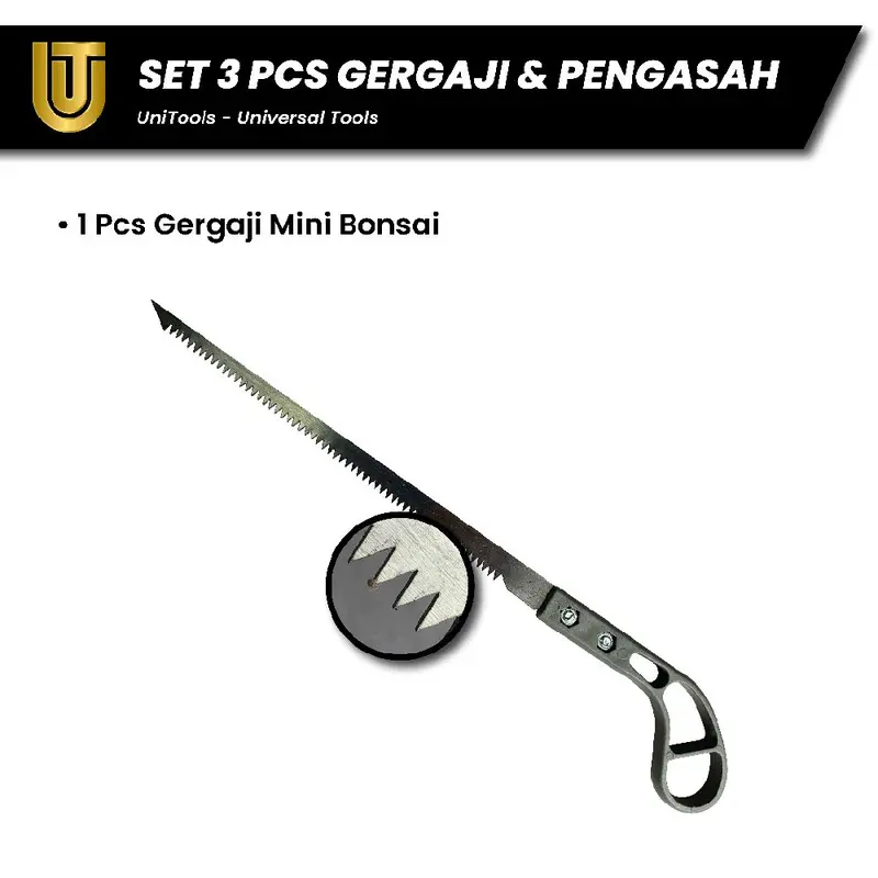 Set 3 pcs, Gergaji Lipat Portable, Gergaji mini Bonsai Gergaji Tangan SK5 Baja Karbon Tinggi dan Kikir gergaji 6 inchi alat pengasah gergaji 6
