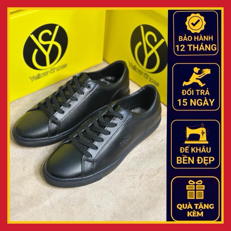GIÀY THỂ THAO SNEAKER NAM DA BÒ THẬT MÀU ĐEN MỚI ĐẾ CAO SU ĐÚC LIỀN KHỐI KHÂU KỸ CAO 2,5cm chống trơn trượt dễ phối đồ đủ size