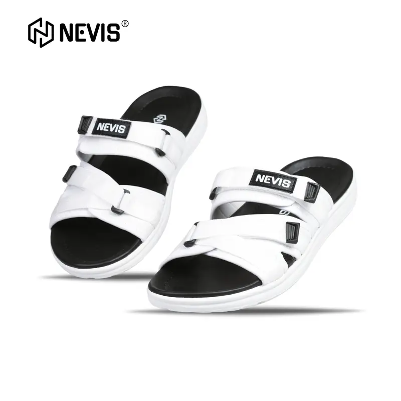 NEVIS Sandal Pria Slop Slip On Slide Vortiz Hitam / Putih Sendal Jepit 4
