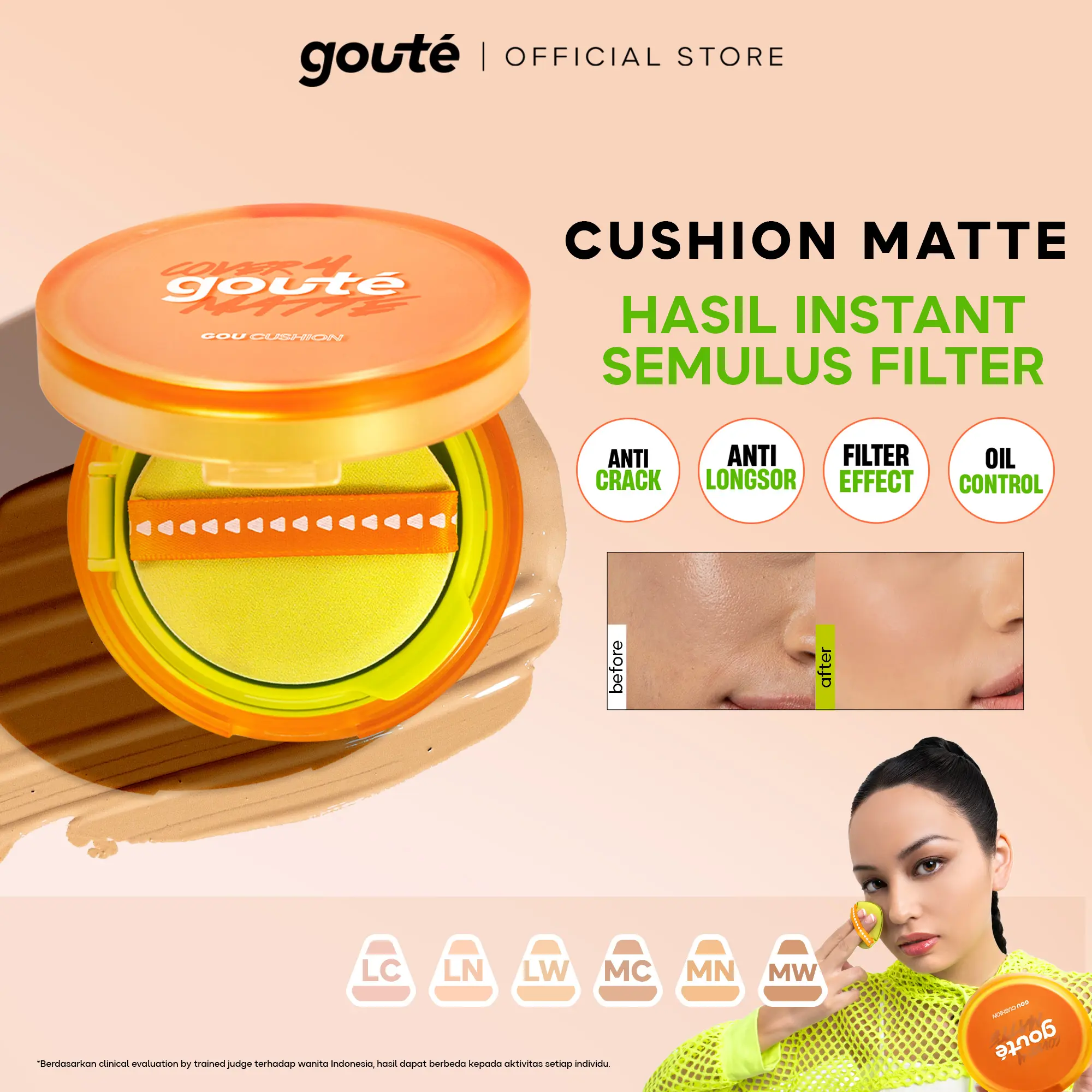 [BIG SALE] Goute Cushion Cover 4 Matte - Anti Crack Super Stay 24H | Minim Oksidasi & Ringan Long Lasting Goucushion
