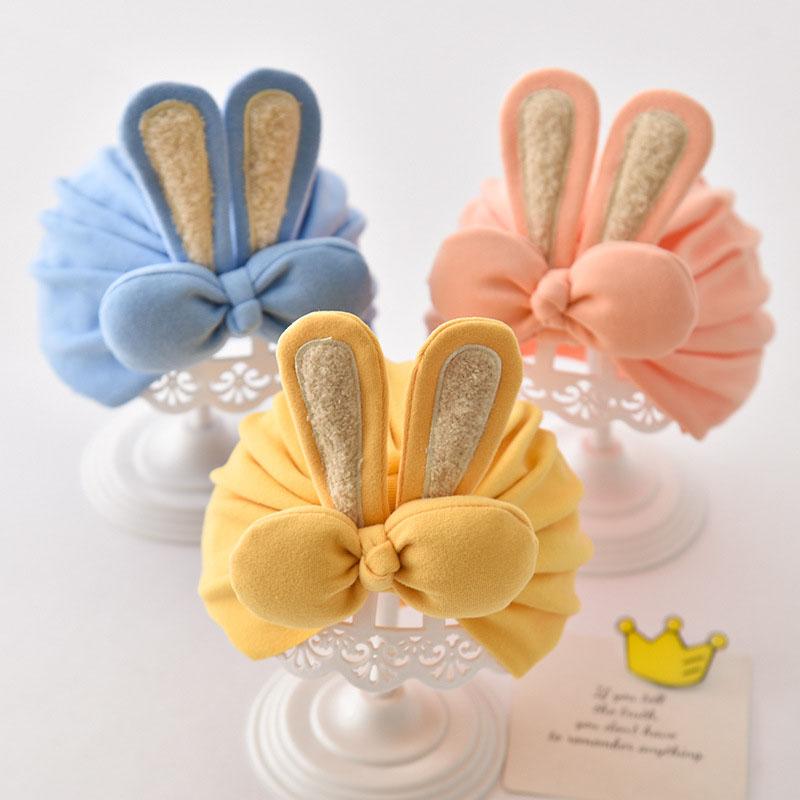Product Introduction of Rabbit Ear Infant Indian Hat Cartoon Bunny Headband Soild Elastic Newborn Beanies Cap Toddler Bonnet Baby Hair Band Accessories 7