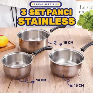 Promo! panci susu set 3 in 1 Stainless Steel Milk Pot 14cm 16cm 18cm Panci Susu Multifungsi