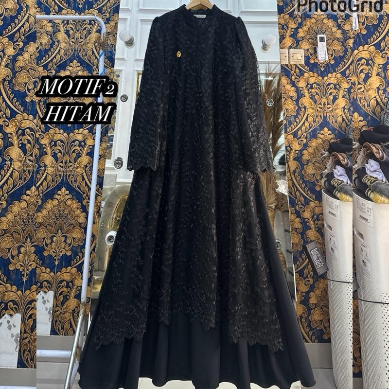 Queenasyari - Jasmine Dress (Hanya Gamis) Jumbo  Bahan Soft Twill Marbella mix Brukat Gamis Wanita Muslim  Lembut Maxi Panjang Mewah Pesta Kondangan Lebaran Trend 2026  Nyaman