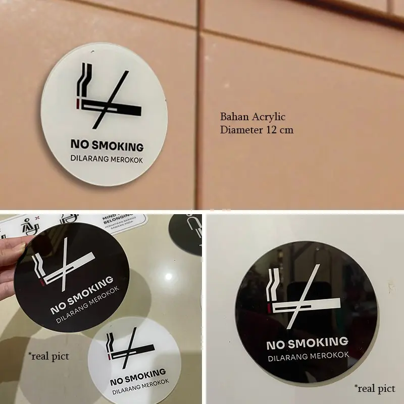 Sticker stiker Acrylic Sign Board Signage Dilarang Merokok Tanda Area No Smoking Akrilik