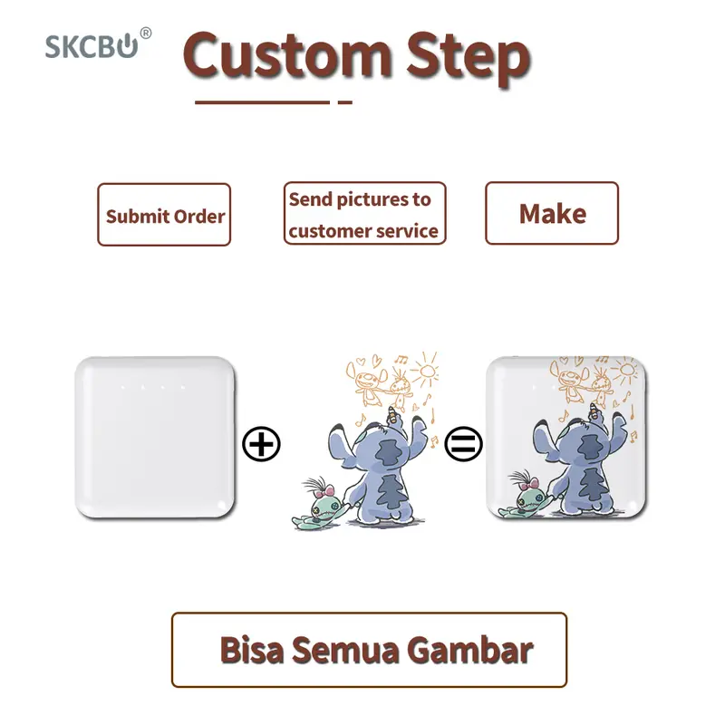 SKCBO Powerbank Custom 20000mah LED Kustom Power Bank built in cable Murah Lucu Mini Ori for iphone type-c micro 1