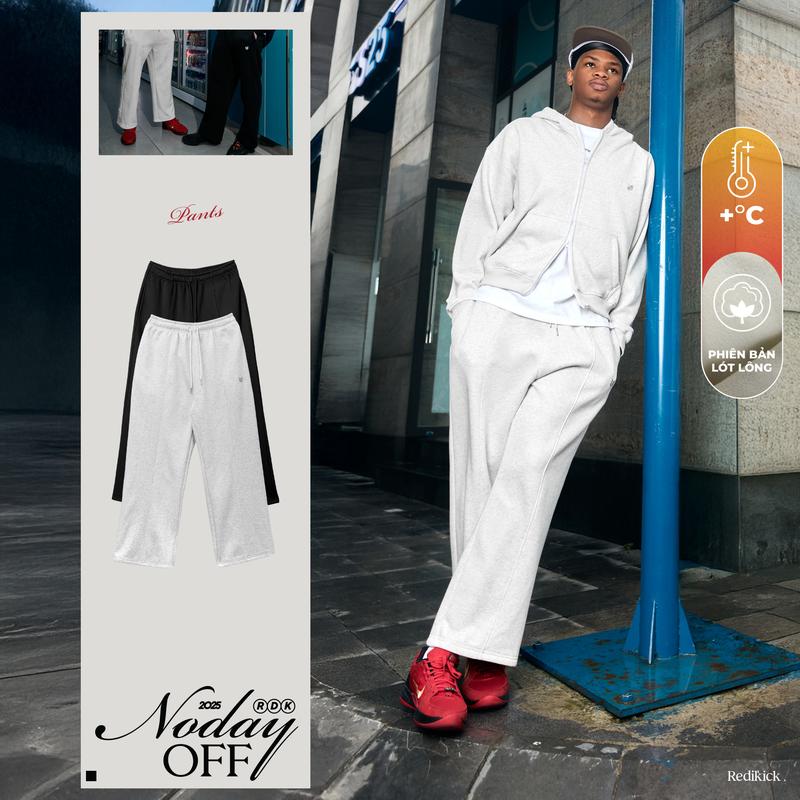 GIÁ MỞ BÁN Quần dài nỉ thể thao FLEECE ICON ống suông co giãn thoải mái hạn chế nhăn - Redikick