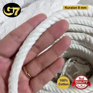 Tali Tambang Kain Bahan Katun 6mm 8mm Tali Kuralon Cotton Rope Bahan Asli Import Tali Kain Katun Pengikat Barang Dekorasi Kerajinan Outbond Pengaman Safety