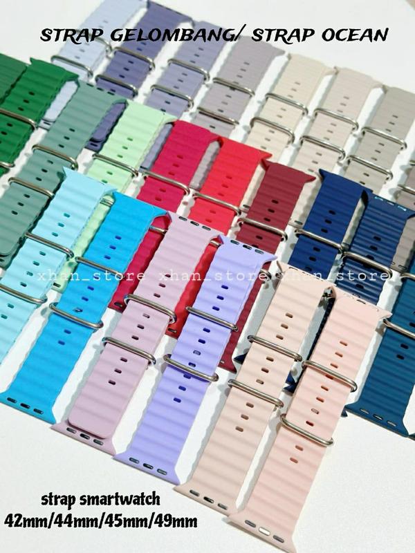 Strap Ocean untuk Watch IWO HW 49 45 44 42mm Tali Jam Tangan Ocean Band Single Silicon Premium 3