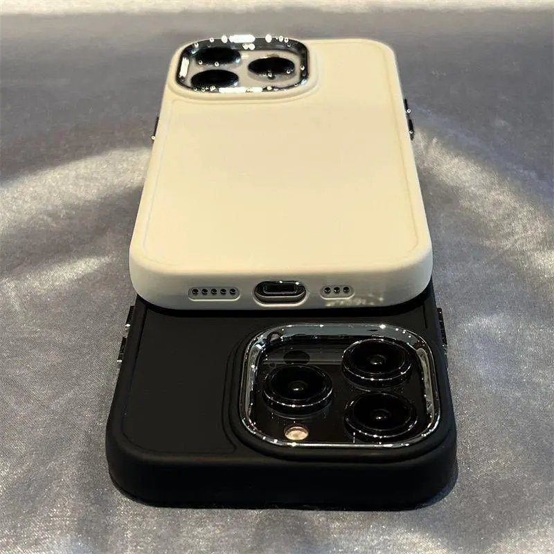 Ốp Điện Thoại silicon với các nút kim loại, Tương thích với IPhone 14 13 12 11 Pro Max XS X XR 8 + 7 Plus, vỏ mềm, vỏ chống sốc, bộ bảo vệ tế bào 8