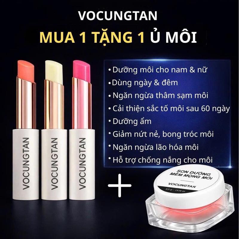   Nam Nữ  Son dưỡng SÁNG HỒNG MÔI VOCUNGTAN 3.2g. Dưỡng môi hỗ trợ làm mờ thâm môi ngăn ngừa lão hóa môi hỗ trợ chống nắng cho môi 
