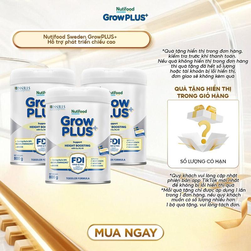   GĐ.I  Combo 3 Sữa Bột Nutifood GrowPLUS+ Cao Lớn Vượt Trội  Bạc  800g- Link chính 