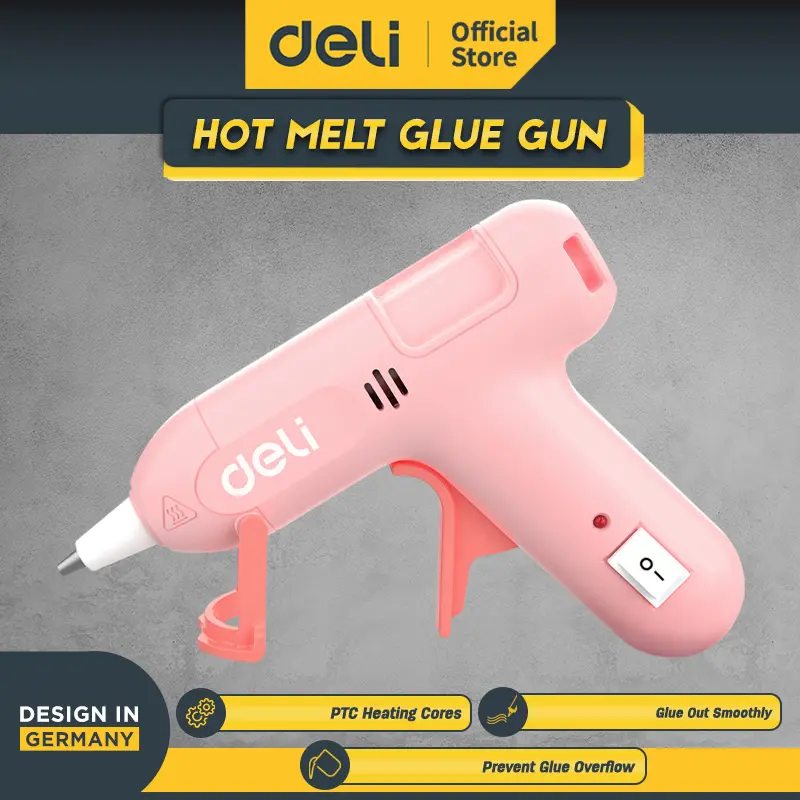 Deli Hot Melt Glue Gun / Lem Tembak 20W 2 Warna 10 Lem DL39002X - Biru pink 1