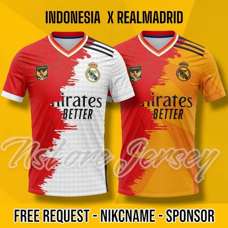 Jersey Kombinasi INDONESIA Atasan Sepakbola indonesia 2025 Free namset 0