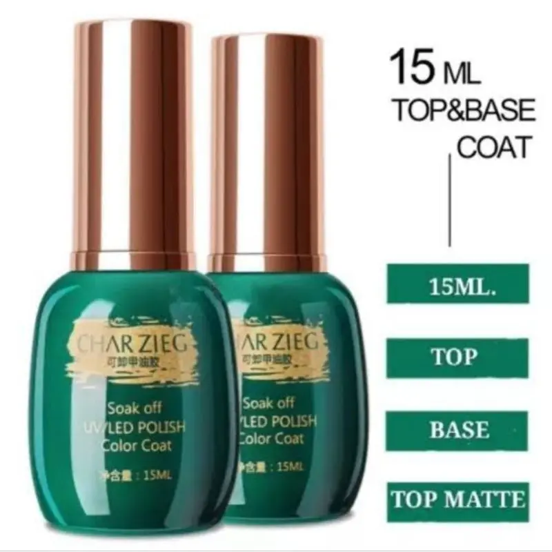 Base dan Top Coat Charzieg Kutek Gel Nail Polish 15ml