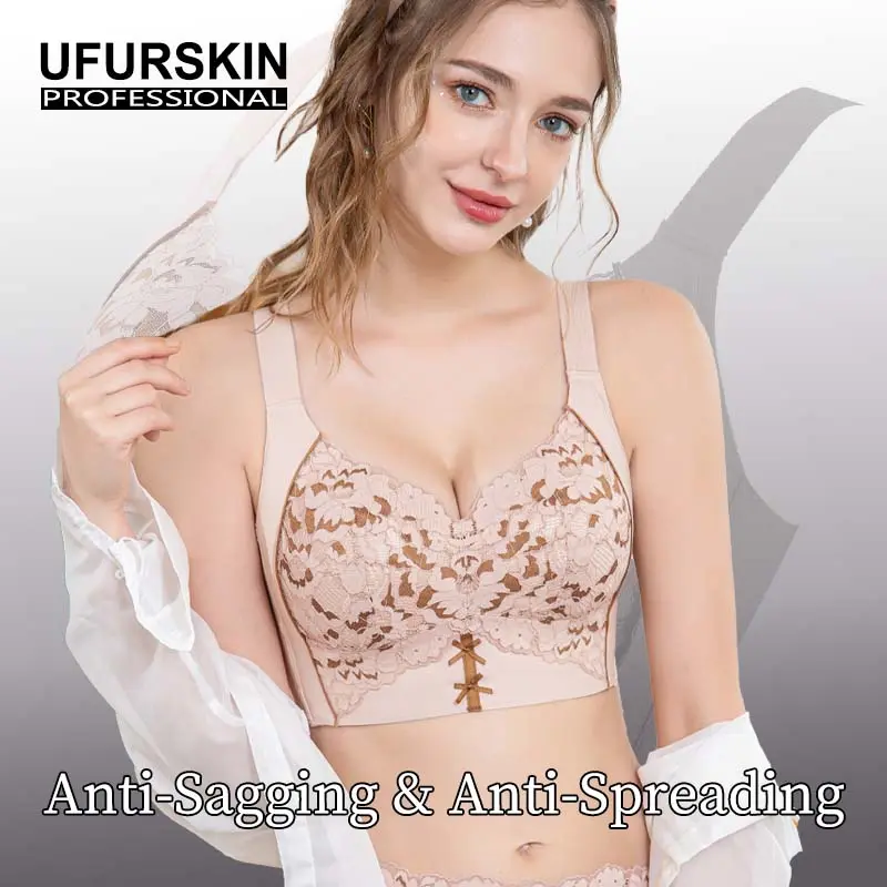 【UFURSKIN】34-46ABCD-size Thin bra Women's bra without underwire adjustment anti-sagging wormwood bra Womenswear Lingerie Lady Comfort Bridal Floral---08#