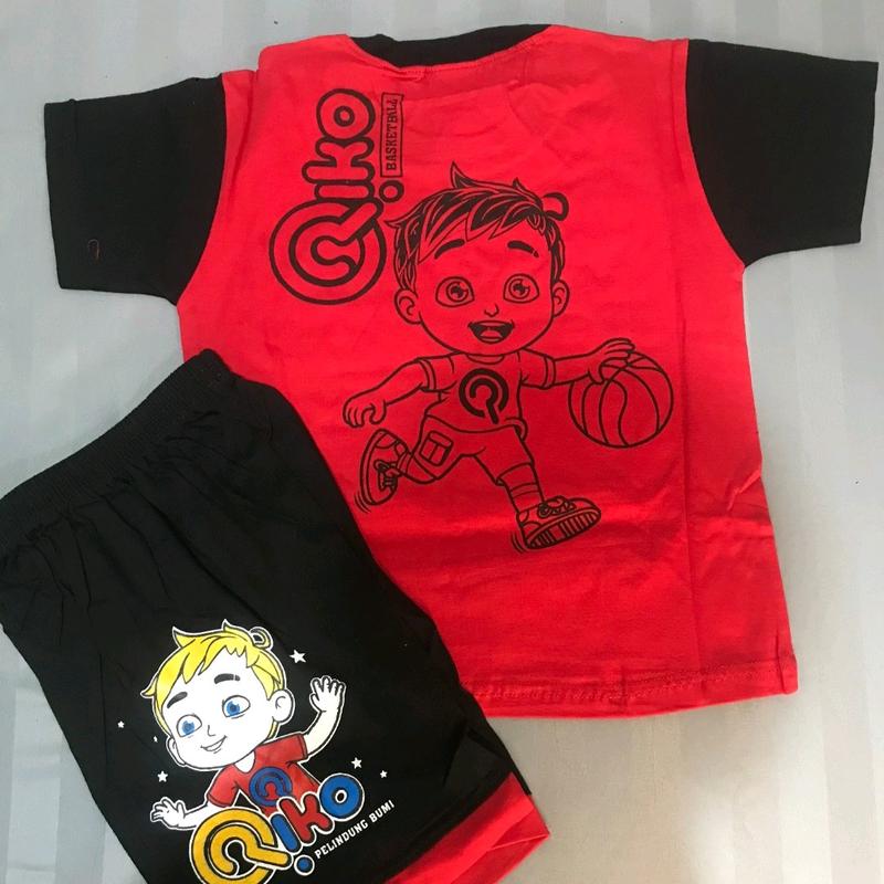 SETELAN KAOS ANAK KATUN COWOK LENGAN PENDEK CELANA PENDEK MOTIF (WARNA RANDOM) 1