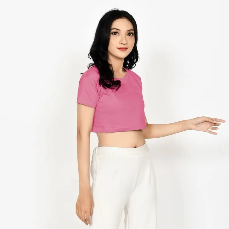 Crop Top Korean Style | Kaos Polos Crop Top Fashion Kekinian | Atasan Wanita Fashion | Baju Santai Bahan Adem | COD Bisa Bayar Ditempat Basic Tee Pendek 3