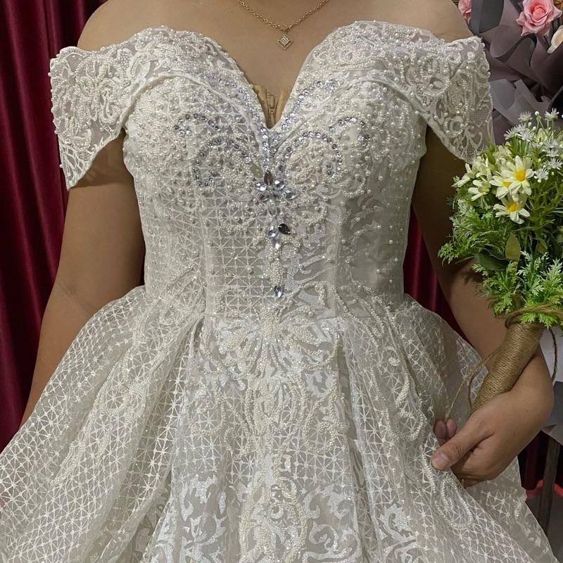 Gaun Pengantin Sabrina Mewah untuk Wanita - Dress, Pesta, Panjang 2