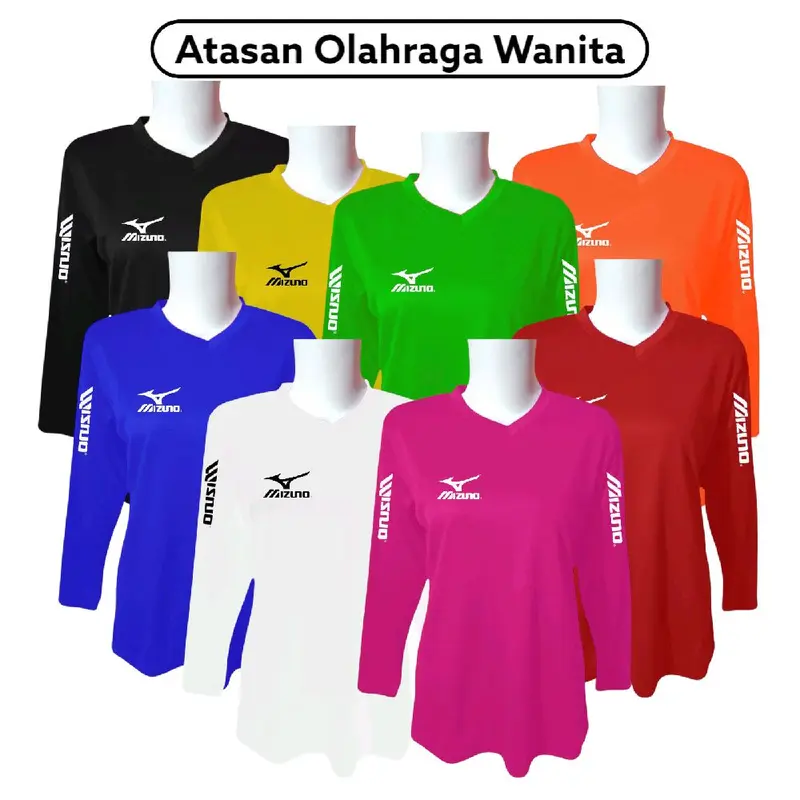Baju Atasan Olahraga Wanita Jumbo Lengan Panjang Ladies Zumba Aerobic Running Fitness Yoga Kaos Senam Wanita Muslimah Sporty cepat kering anti bau Polos 0