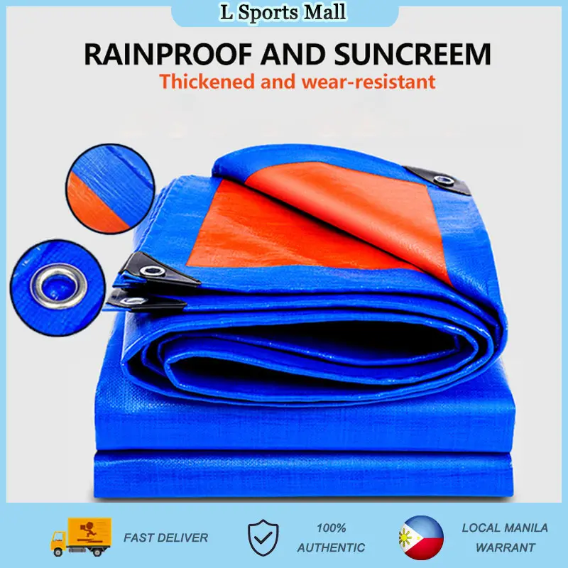【L Sports Mall】6FTx9FT Trapal Lona Tolda Tarpaulin Waterproof, sunscreen, Double-sided available, (with holes),thic ebvebssb Cloth Plastic Industrial