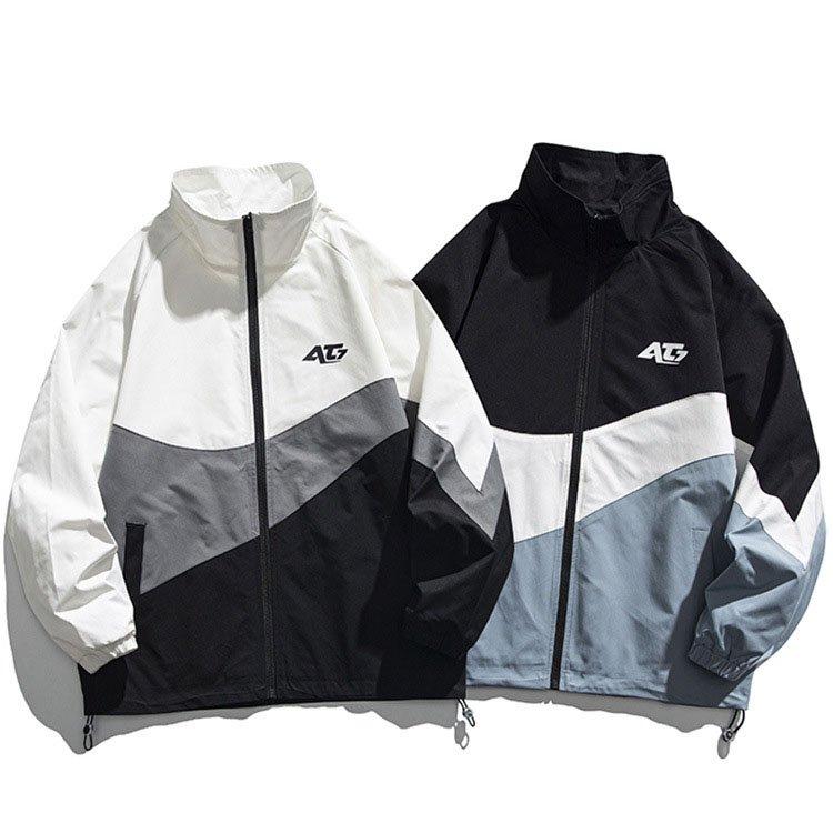Áo khoác nam nữ unisex cổ đứng form rộng họa tiết vải dù 2 lớp phối màu độc lạ