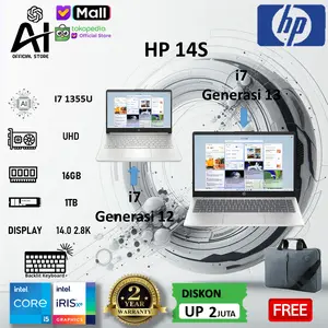 HP 14 i7-1355U/i7-1255U/i5-1235U/i5-1335U/i3-1315U 8GB/16GB 512SSD W11+OHS 14.0FHD IPS