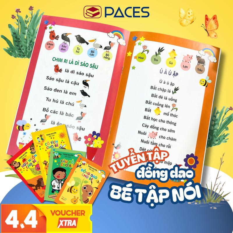 Bộ 4 Cuốn Tập Đọc, Tập Nói Cho Bé Từ 0-6 Tuổi: Đồng Giao + Cổ Tích + Ngụ Ngôn +…