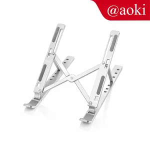 AOKI Laptop stand lipat full Aluminium yang Dapat Disesuaikan dengan 6 Sudut, Ergonomis, Portabel, Kompatibel dengan MacBook, HP, Dell, Lenovo, dan Semua Notebook Lainnya Computer
