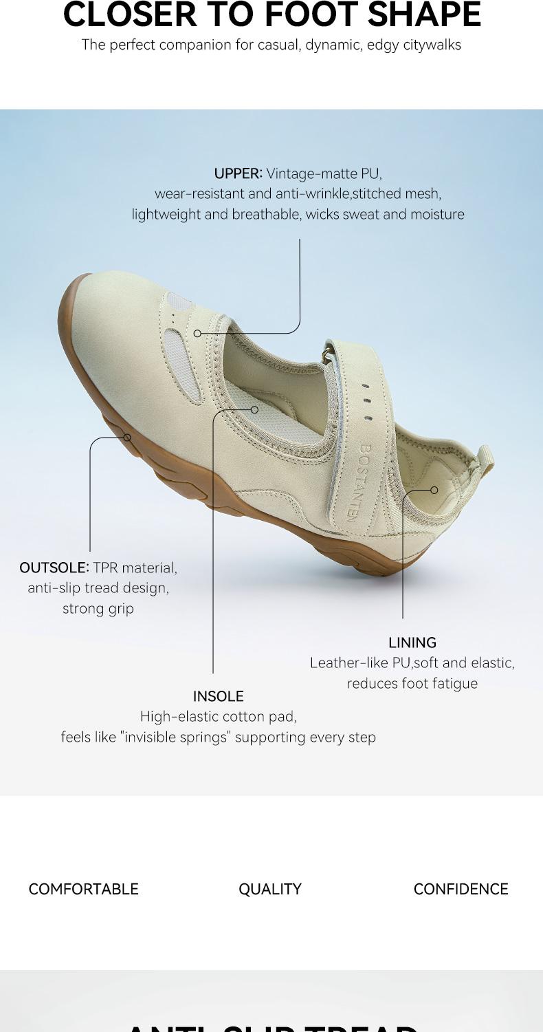 [Maggy Shoes] BOSTANTEN Sneakers Wanita ‌Sepatu Mary Jane Tertutup Kasual Ringan Serbaguna Nyaman Bersol Lembut Bernapas