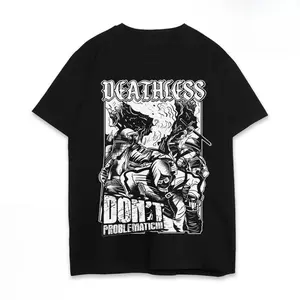 DEATHLESS KAOS | PROBLEMATIC | WAR SERIES Casual round neck short sleeved solid color classic minimalist T-shirt Distrsvizujfgpp