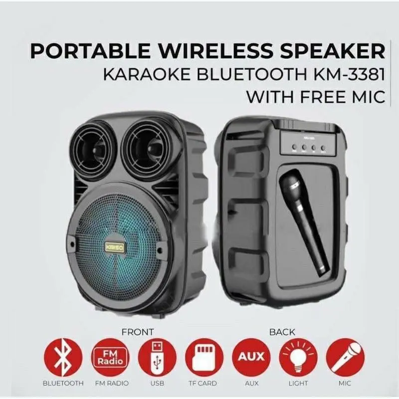 TOKO PEMBICARA【FREE SHIPPING】SUPER BASS PORTABLE BLUETOOTH SPEAKER WITH MIC BK-3381 SPEAKER BLUETOOTH BIG SOUND WITH LED LIGHT WIRELESS BLUETOOTH SPEAKER 6