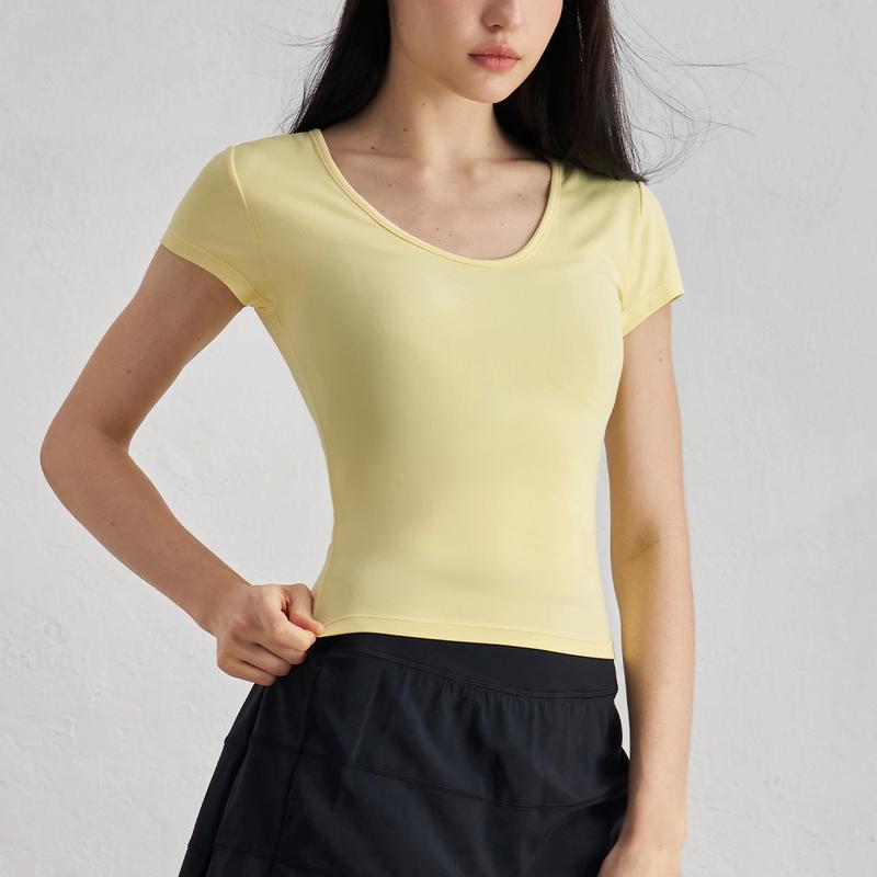 Product Introduction of Áo Thun Thể Dục, ngắn Tay Nữ, Cổ Tròn, 91% Nylon + 9% Spandex, Thích Hợp Tập Thể Dục Và Yoga Đi Chơi, Hàng Mới Về Năm 2025, Kiểu Áo Khoác Ngoài 32